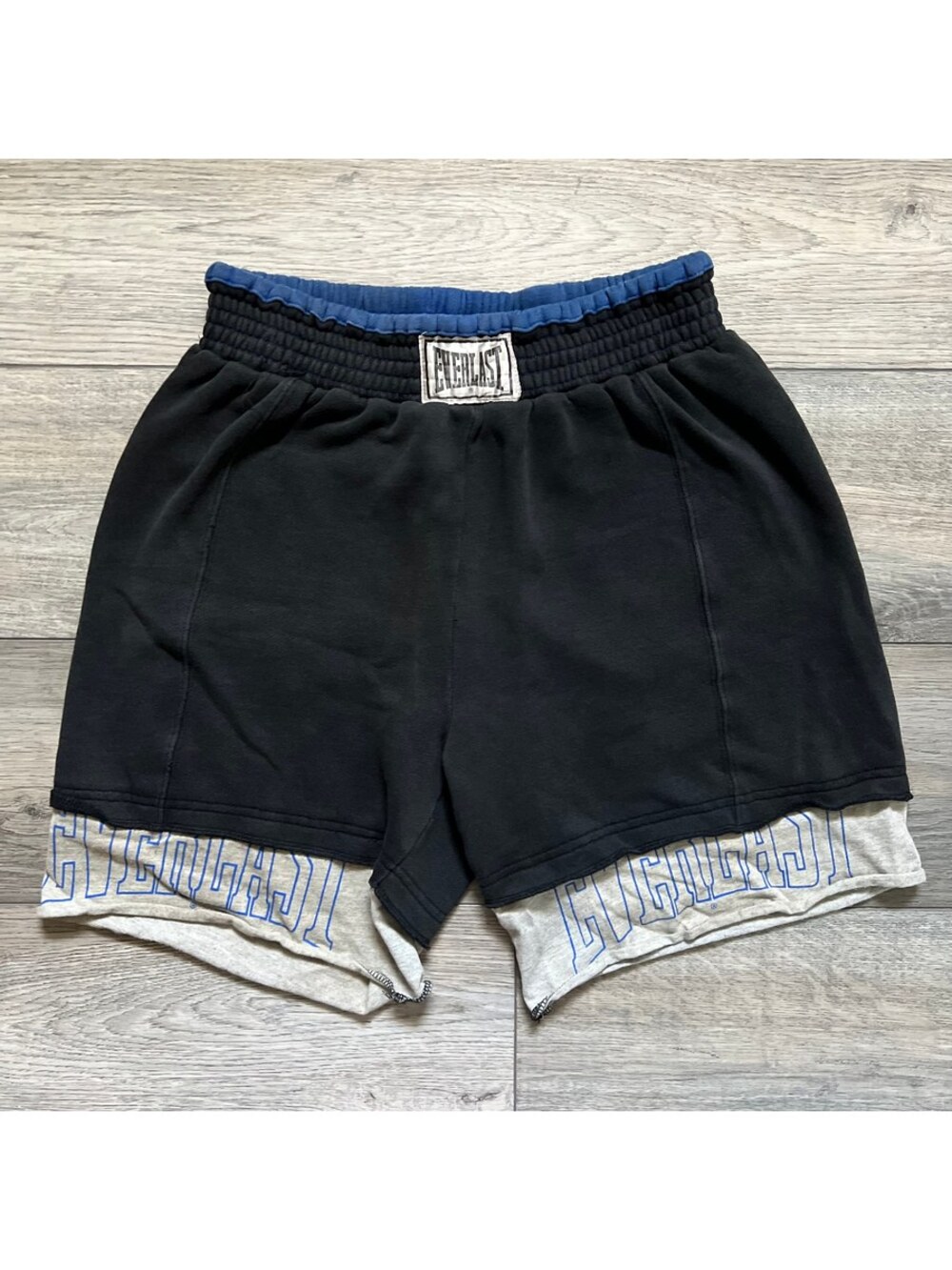 Vintage Everlast Men's S Boxing Sweat Shorts Layered Black Weightlifting Gym